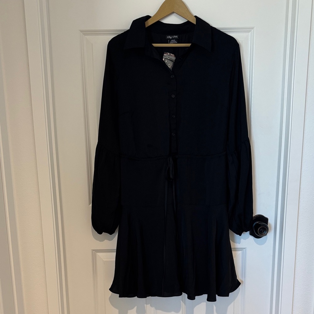 City Chic Black Collared Dress